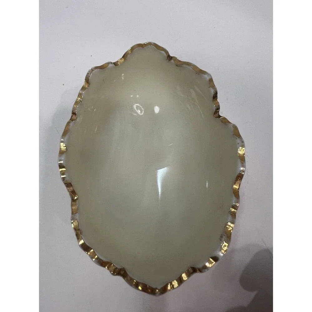 Antique Northwood Louis XV Custard Glass Footed Berry/Nut Bowl, 1898-1899 Gilded